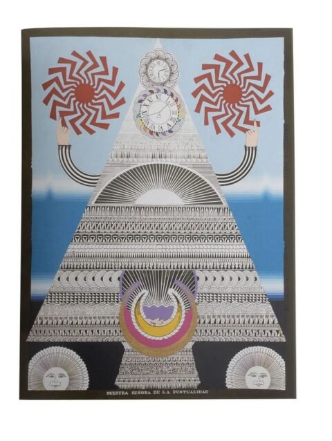 Pedro Friedeberg Nuestra Señora de la Puntualidad obra original 1998 acrilico madera arte mexicano surrealismo