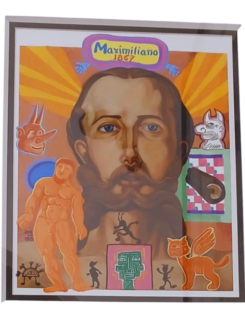 Mauro Teran grafica Maximiliano 1867 retrato pop art emperador diablo gato alado arte mexicano