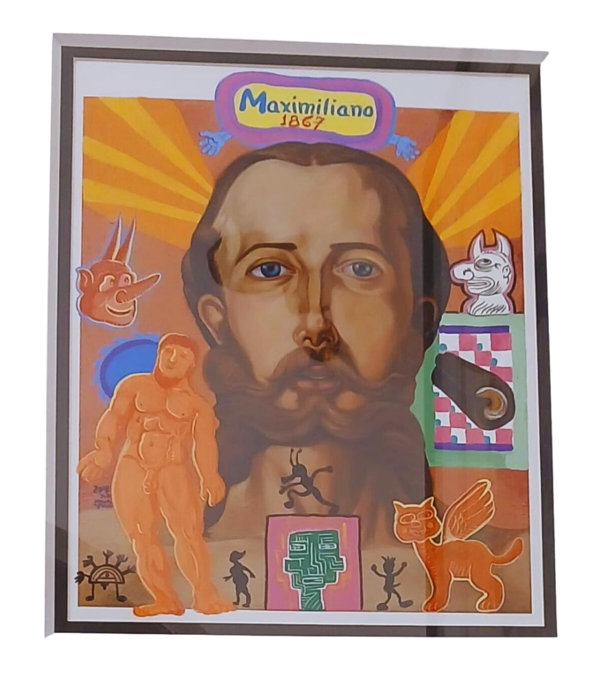 Mauro Teran grafica Maximiliano 1867 retrato pop art emperador diablo gato alado arte mexicano