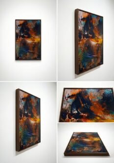 Leonardo Nierman pintura original Llamas abstracto vertical acrilico masonite tonos tierra