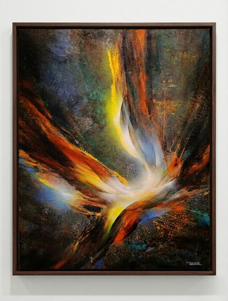 Leonardo Nierman pintura original abstracto fuego movimiento acrilico masonite arte mexicano